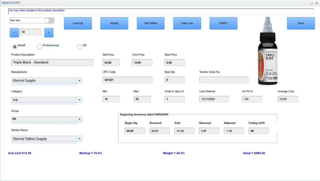 Our tattoo shop inventory software makes it easy to track supplies and stay organized every day.